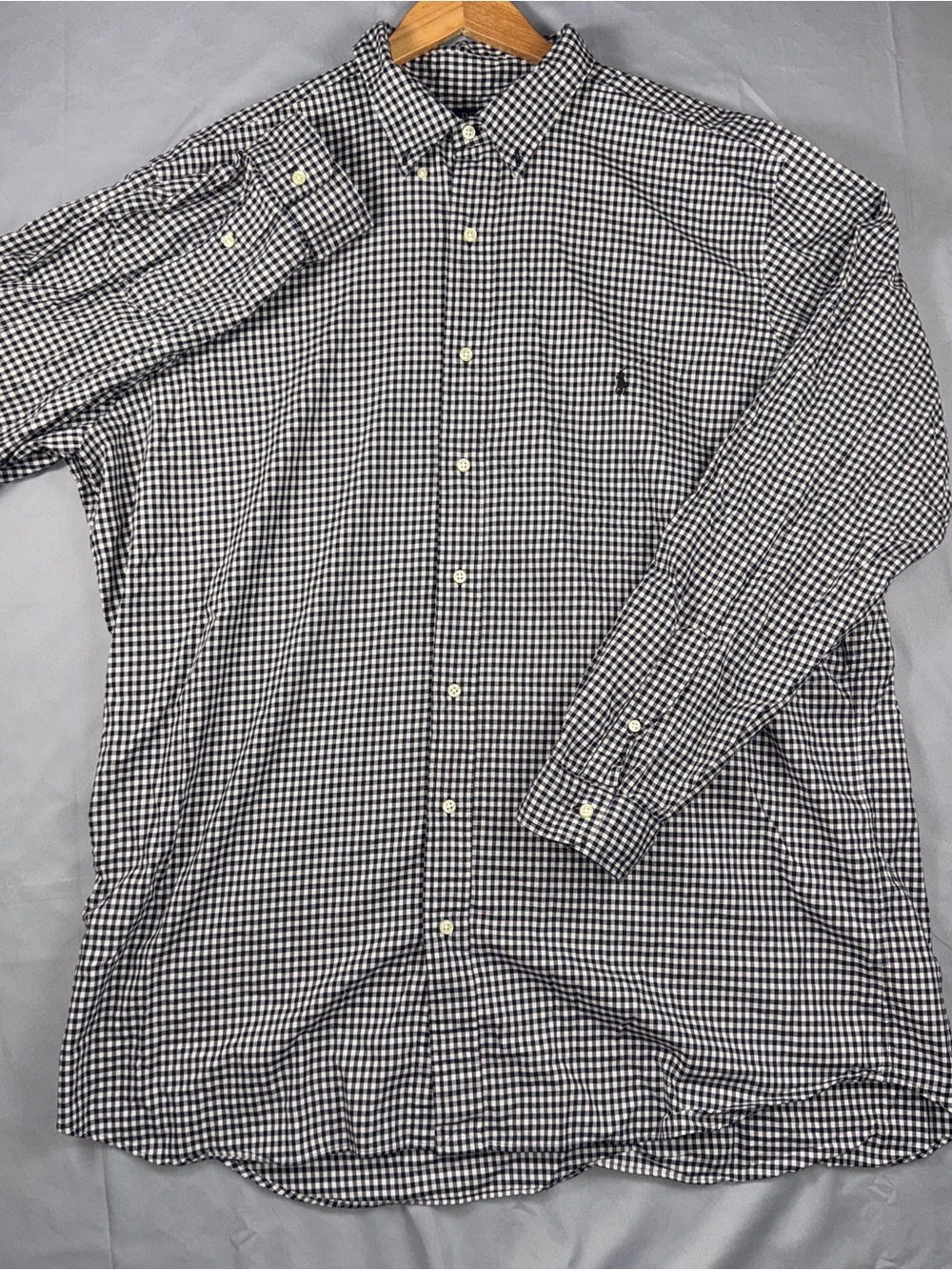 Polo Ralph Lauren Shirt Men's 2XLT Black And White Button Down Front Long Sleeve